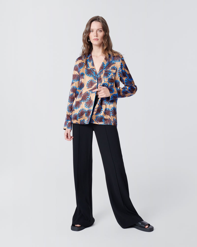 Long-Sleeve Pajama-Style Top