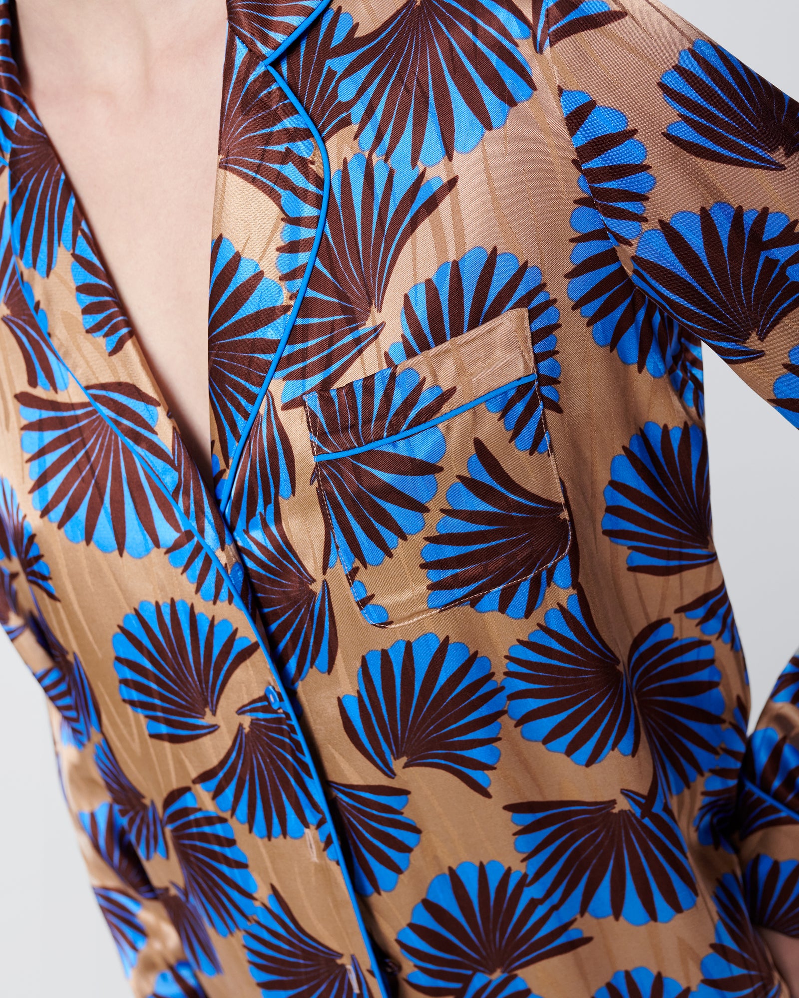 Long-Sleeve Pajama-Style Top