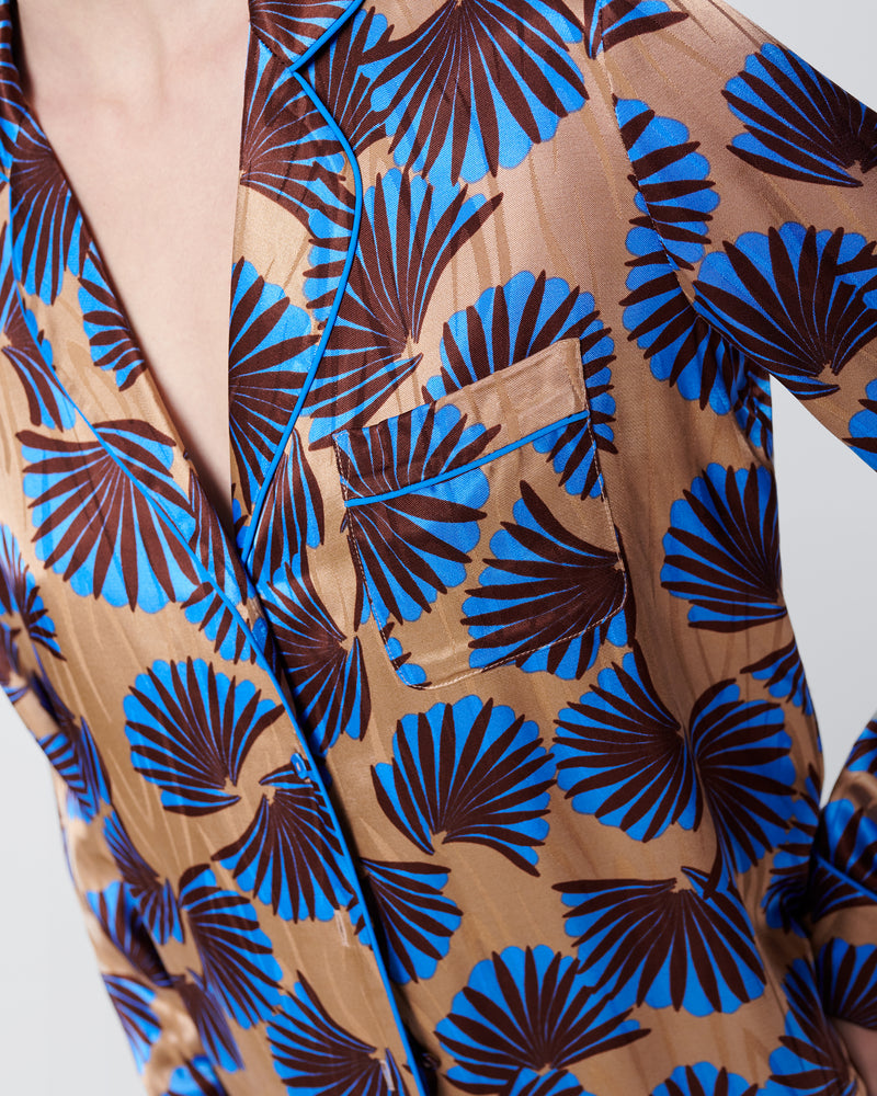 Long-Sleeve Pajama-Style Top