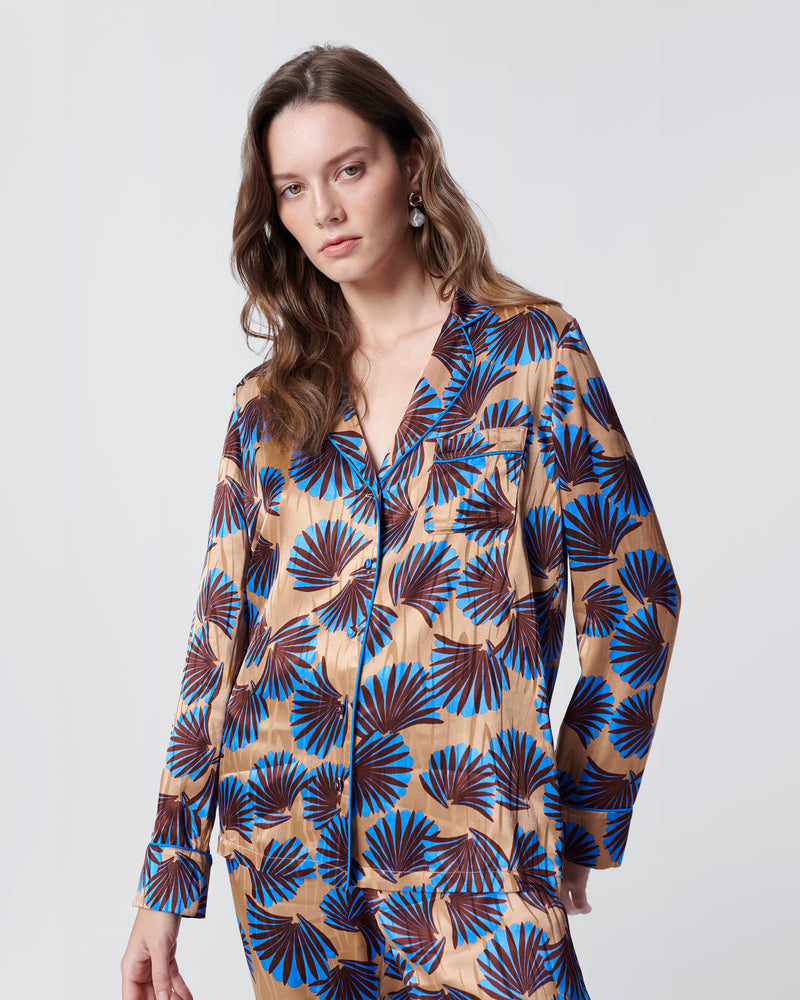 Long-Sleeve Pajama-Style Top