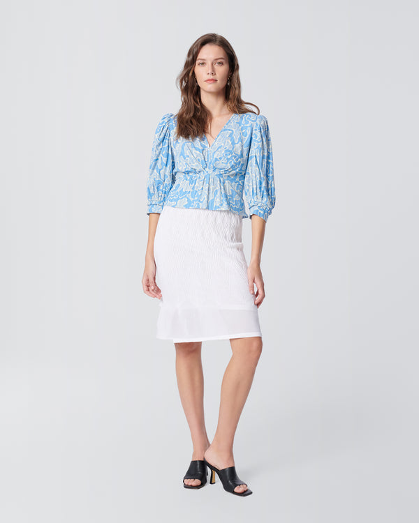DVF Oxford Wrap Top in Gorgonian Sky Blue