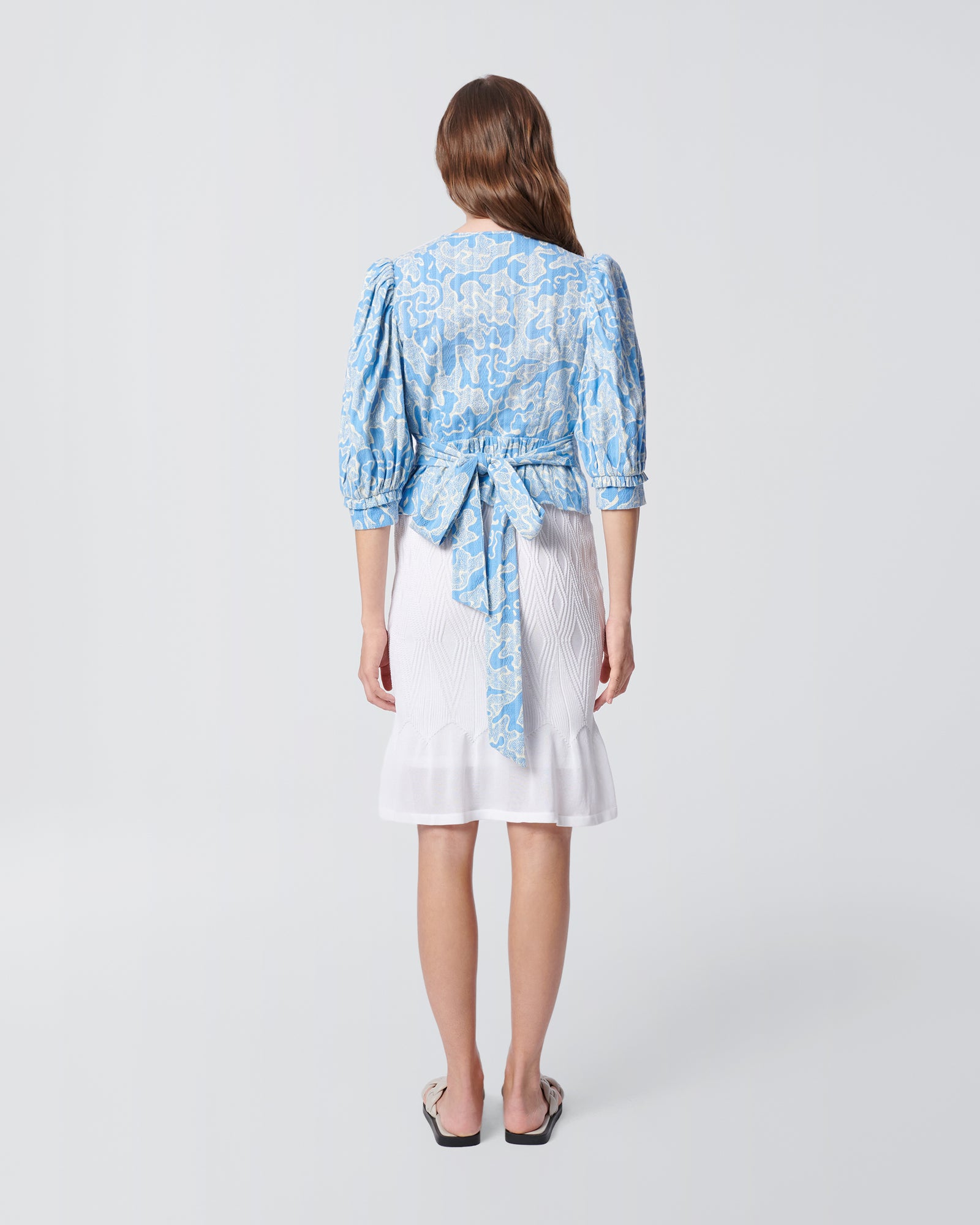 DVF Oxford Wrap Top in Gorgonian Sky Blue_Back