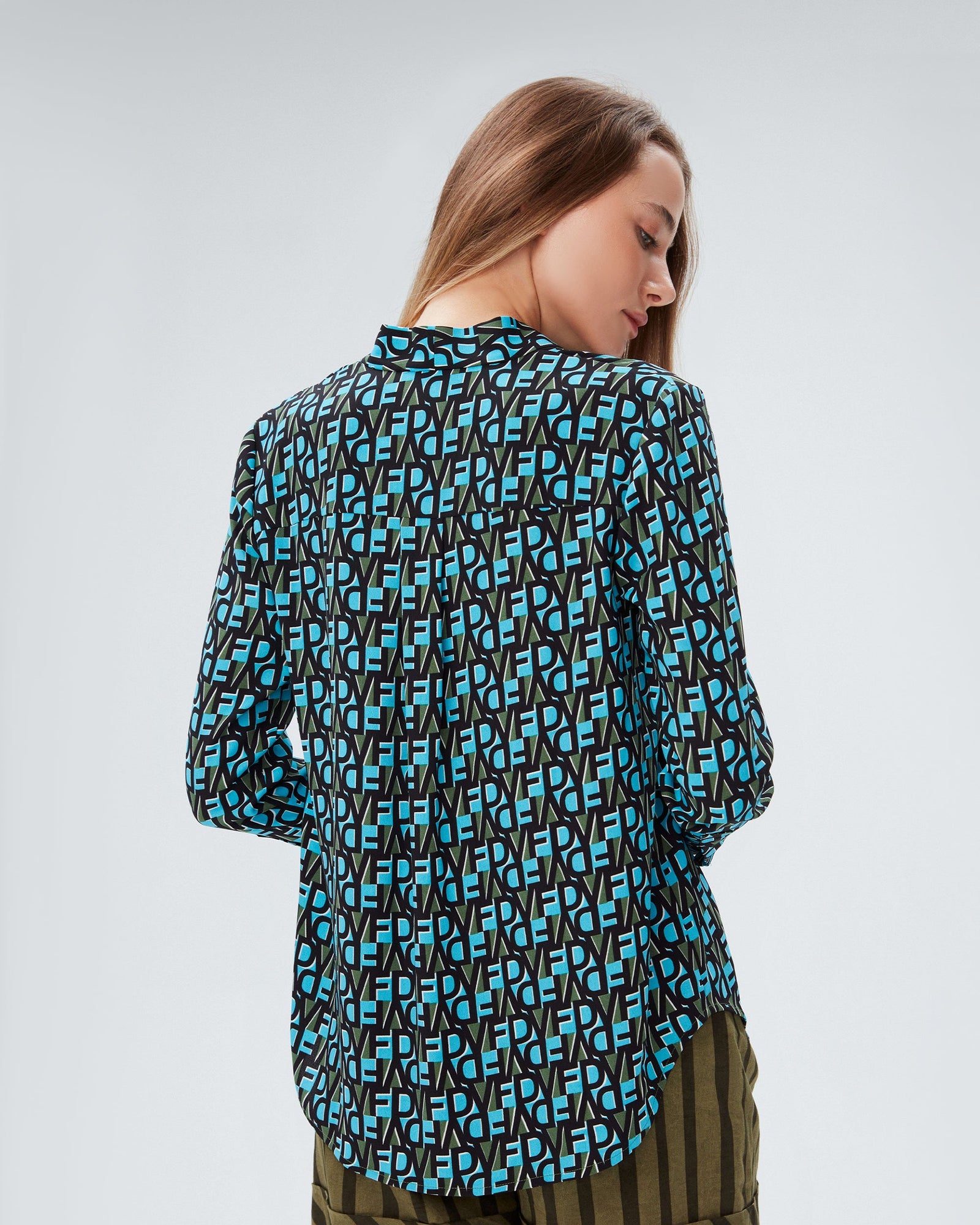 dvf sanorah top in dvf stamp sm pine green
