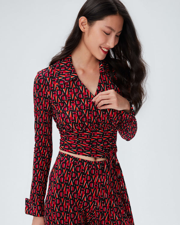 dvf bobbie top in dvf stamp sm shocking beet