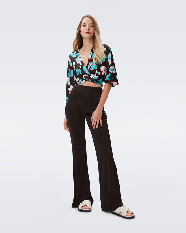 DVF fran top in giant paper tulip coco brown