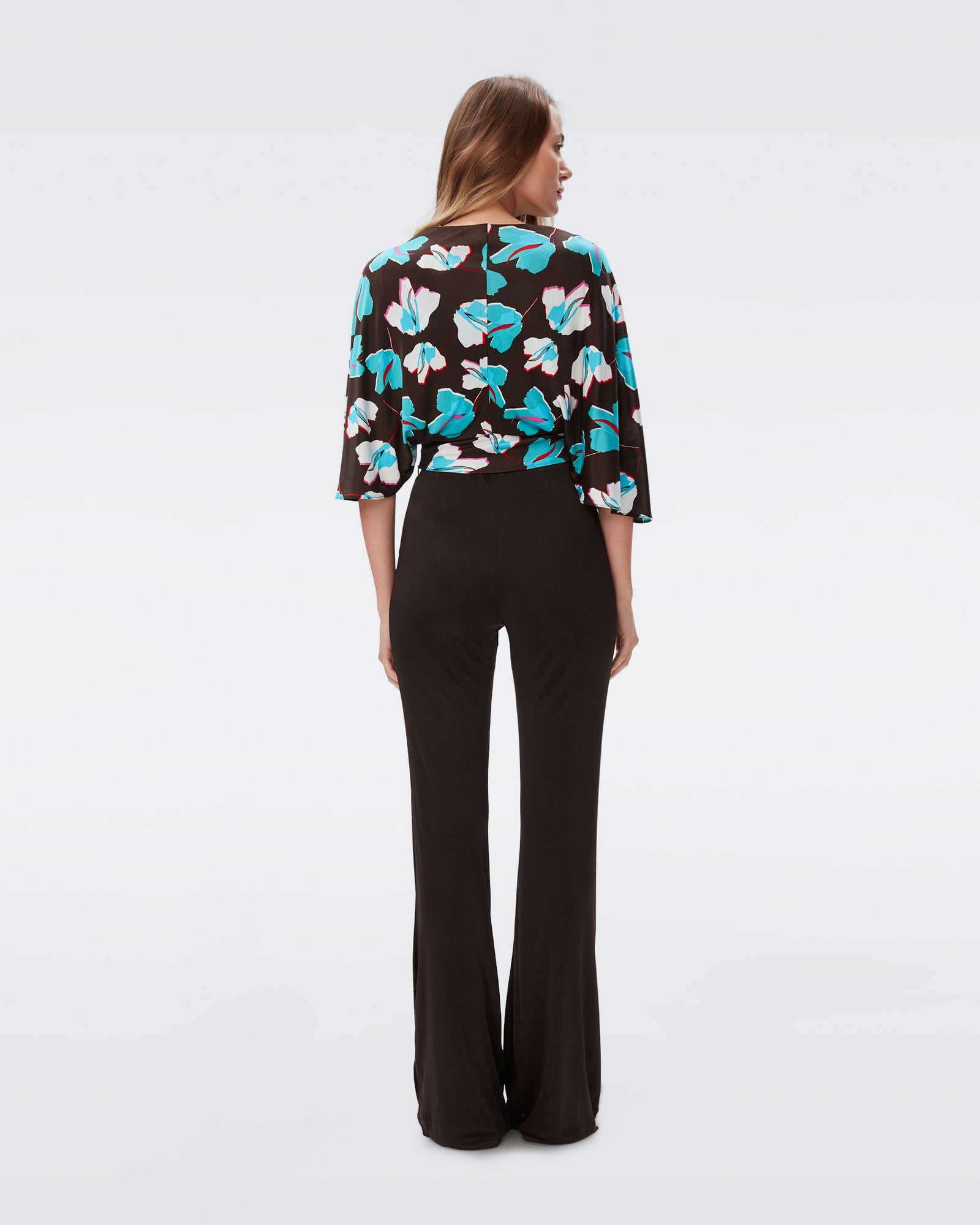 DVF fran top in giant paper tulip coco brown