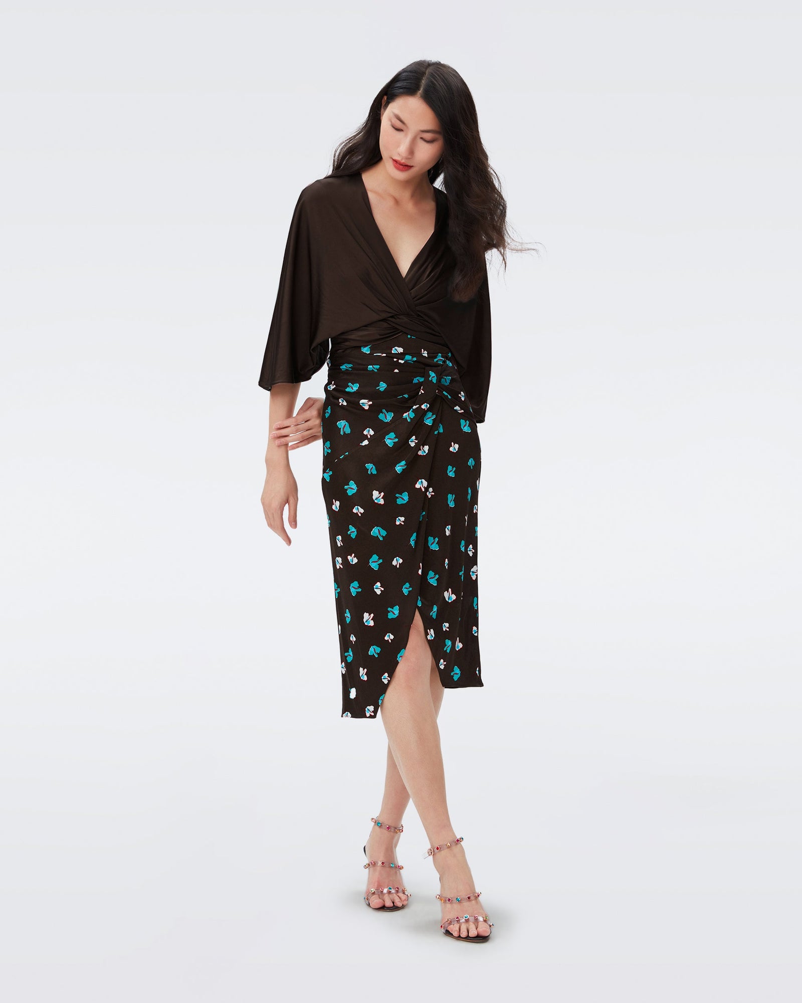 DVF fran top in coco brown