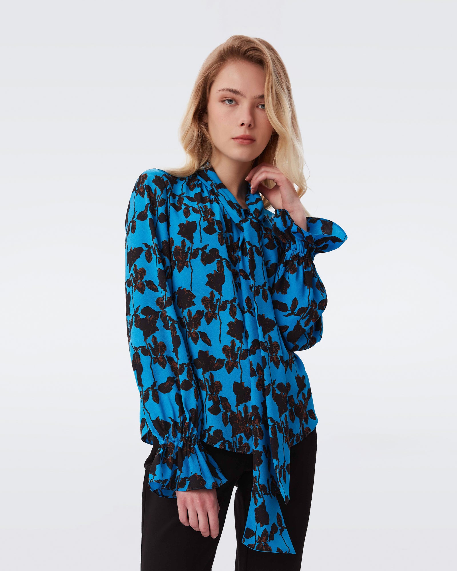 DVF tina top in midnight forest small sea blue