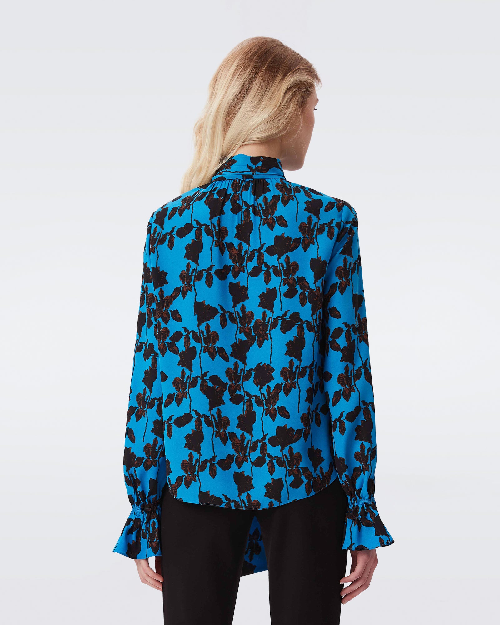 DVF tina top in midnight forest small sea blue