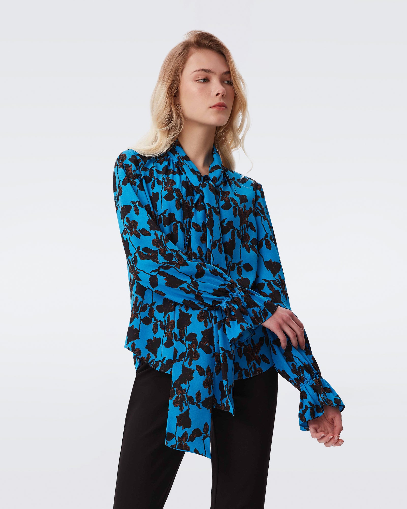 DVF tina top in midnight forest small sea blue