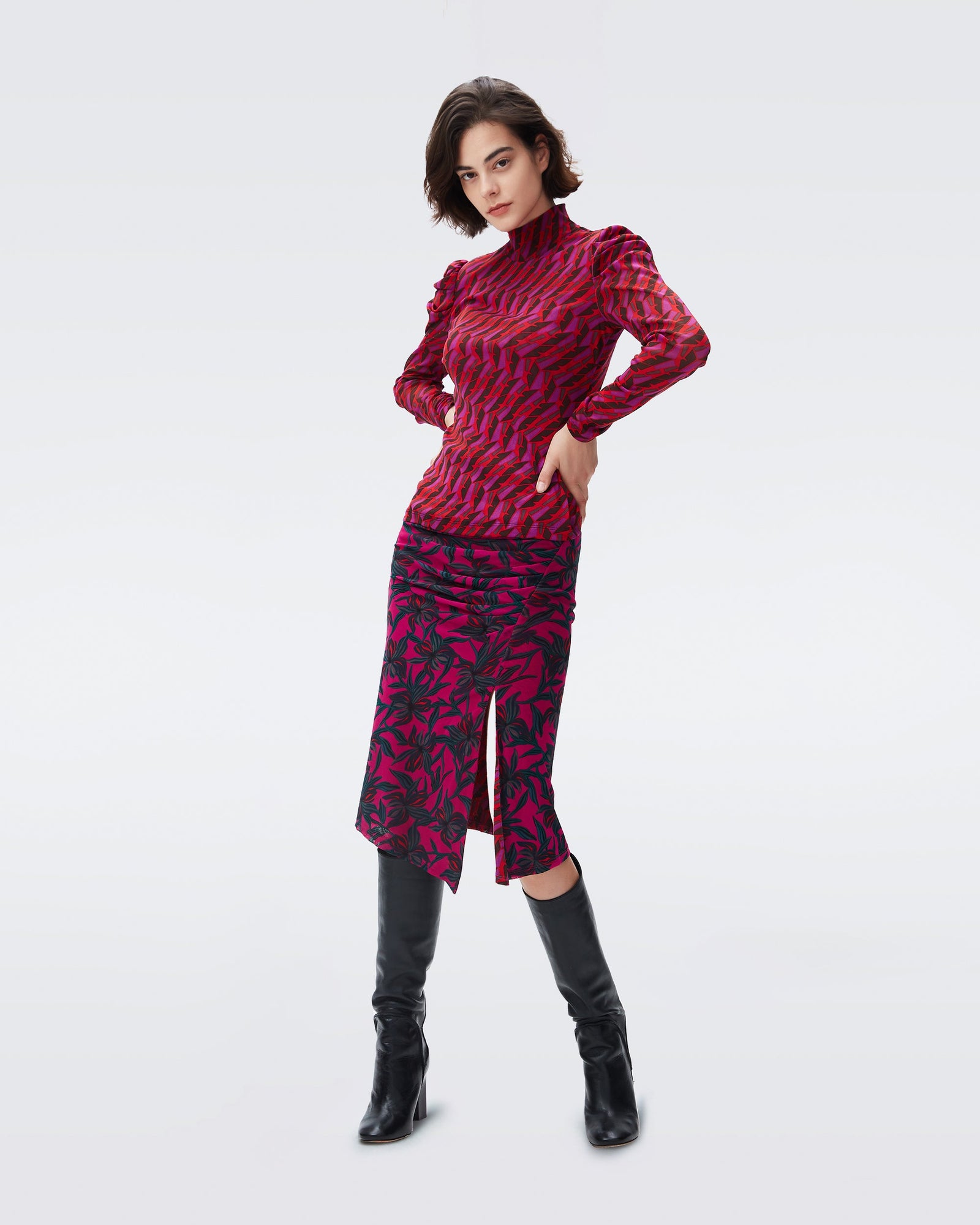 DVF new remy mesh top in zig zag red