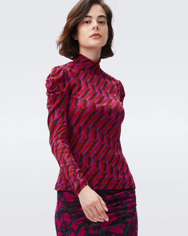 DVF new remy mesh top in zig zag red