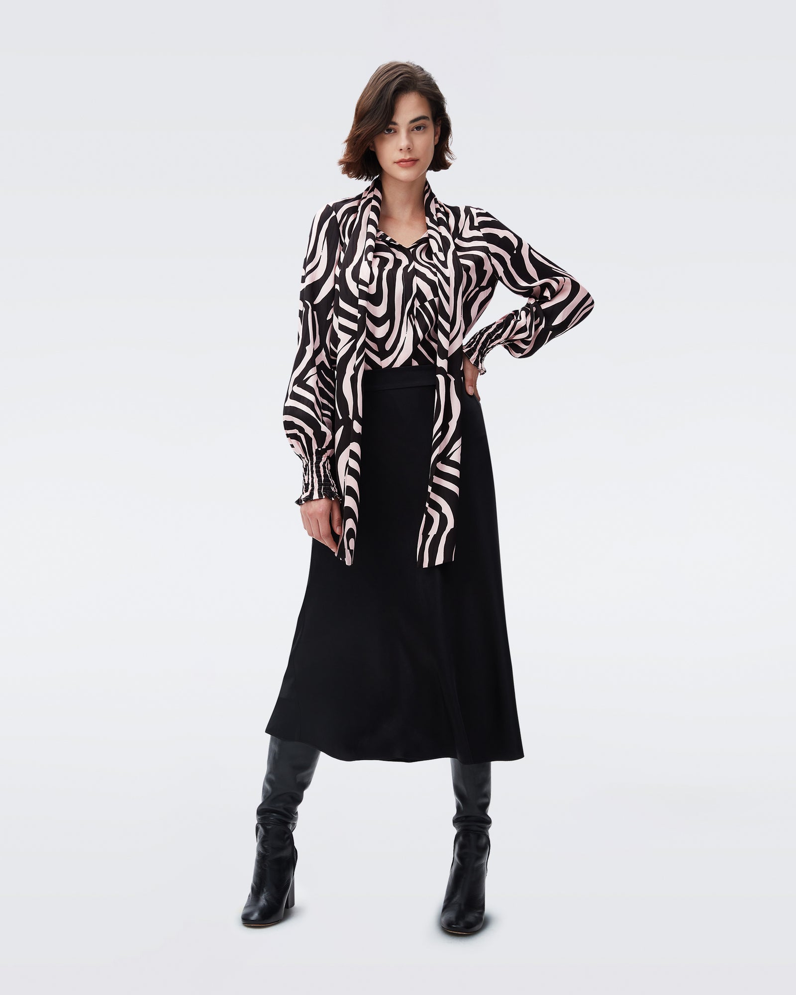 DVF new tina top in zebra bark giant misty pink