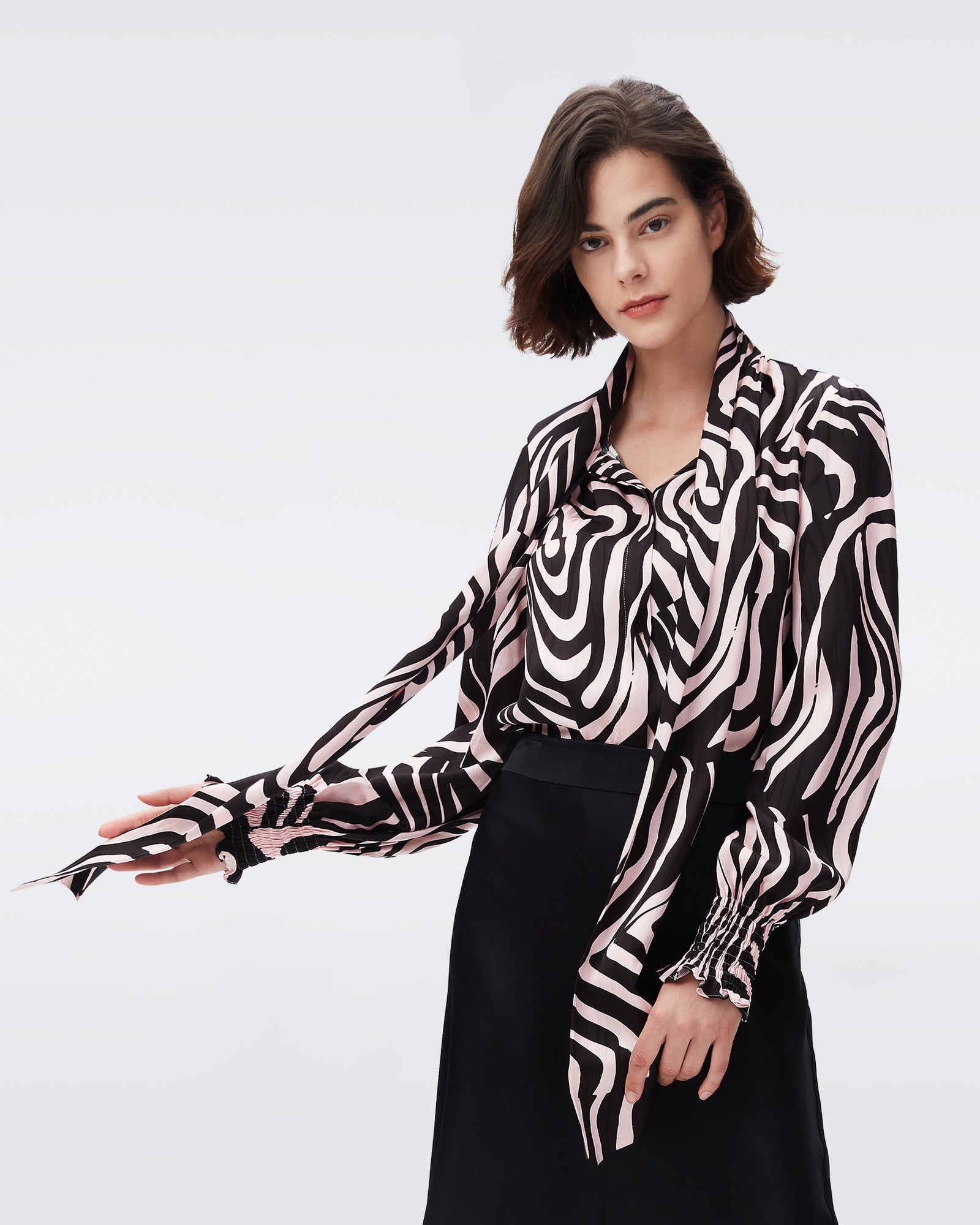 DVF new tina top in zebra bark giant misty pink
