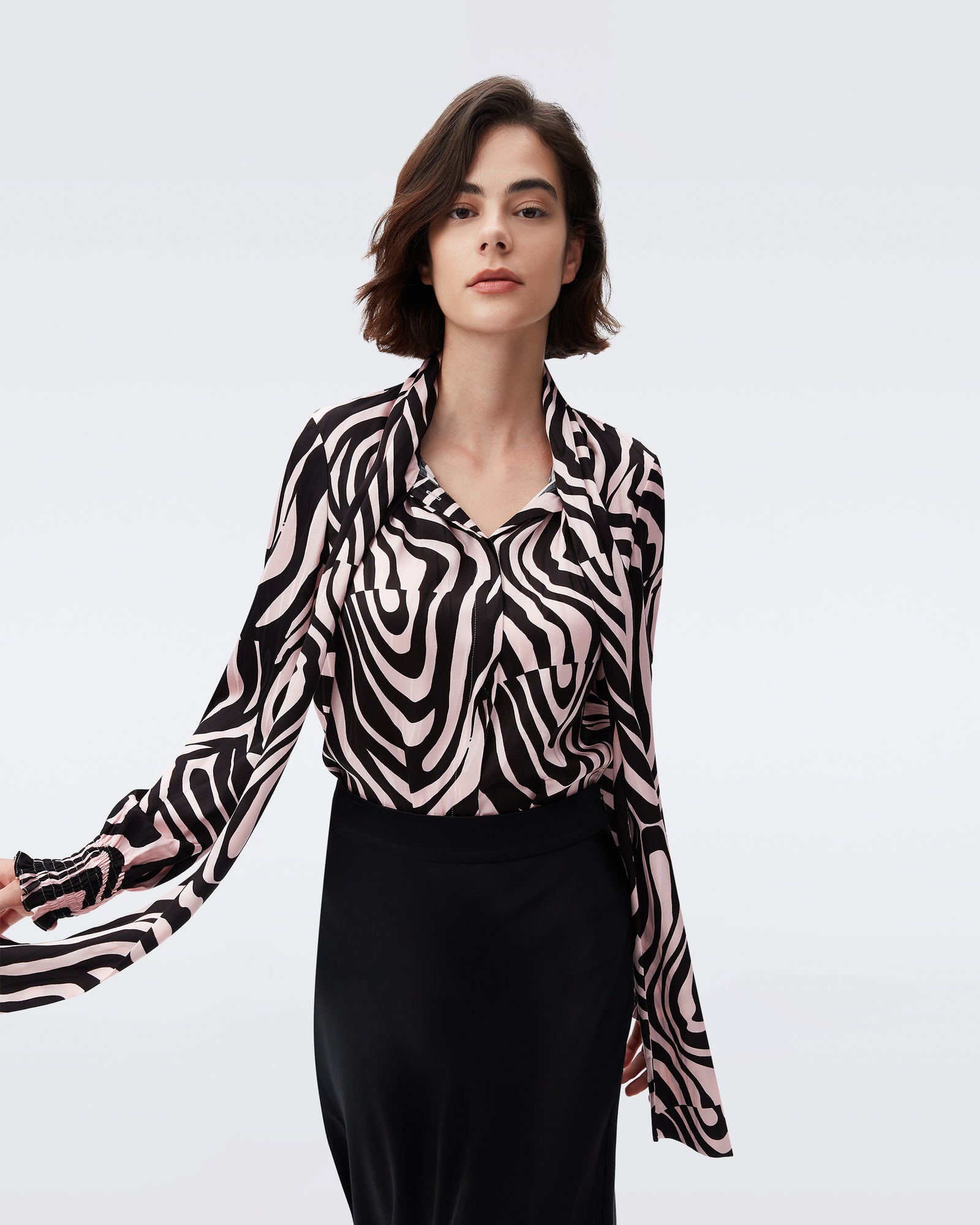 DVF new tina top in zebra bark giant misty pink