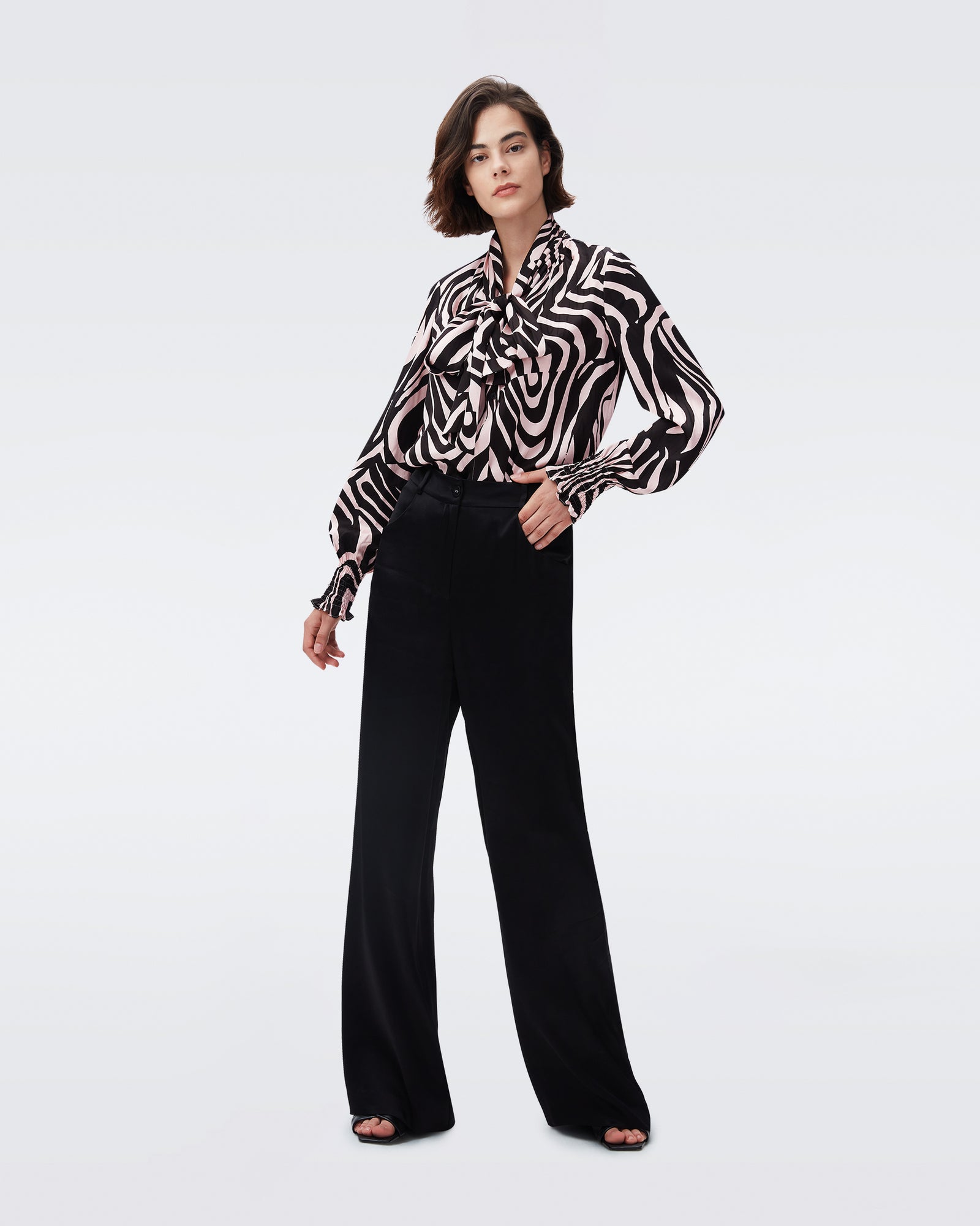 DVF new tina top in zebra bark giant misty pink