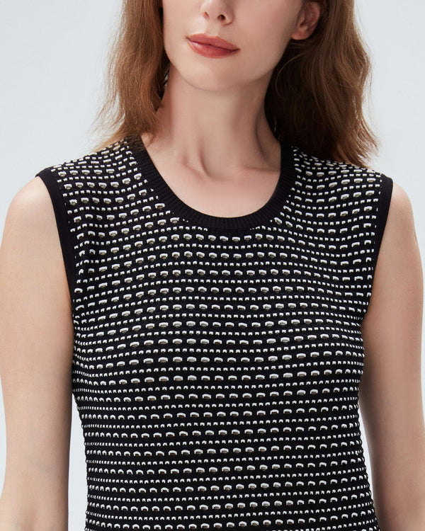 dvf simon dress in tweed knit black