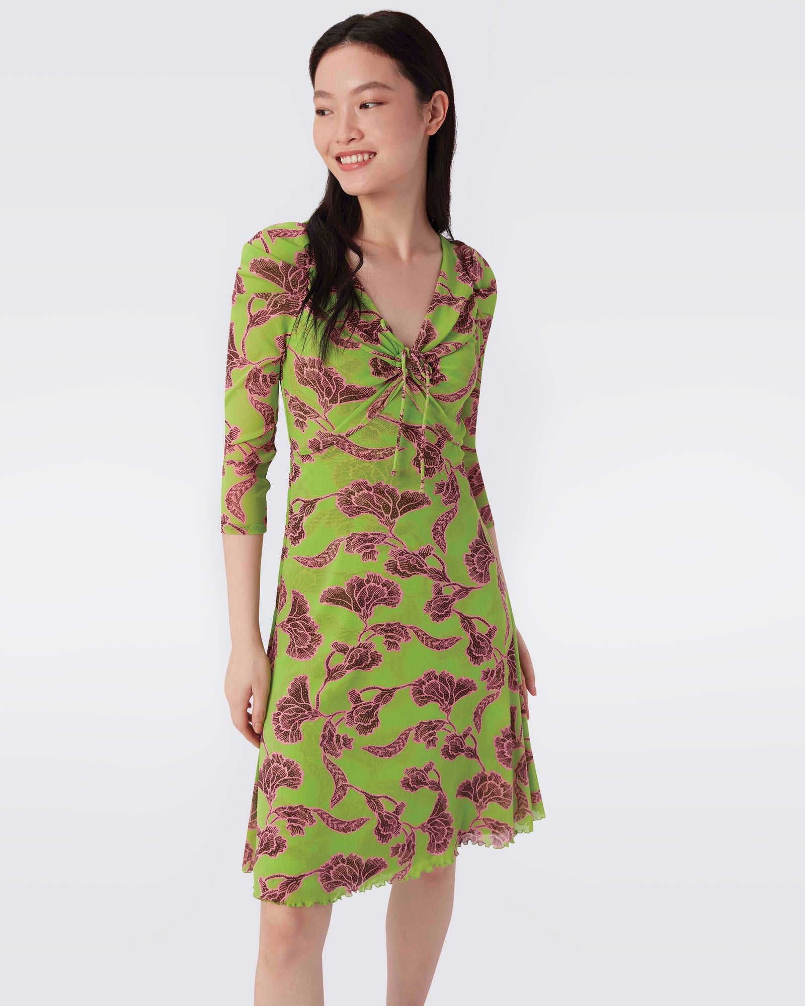 Merlot Knee-Length Mesh Dress