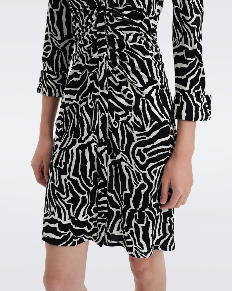 DVF Sheska Matte Jersey Knee-Length Dress in Tiger Black