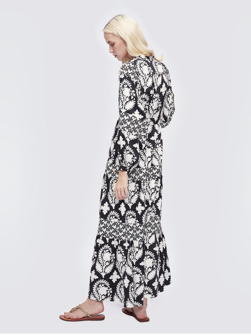 Tessa Maxi Dress In Trellis & Woodcut