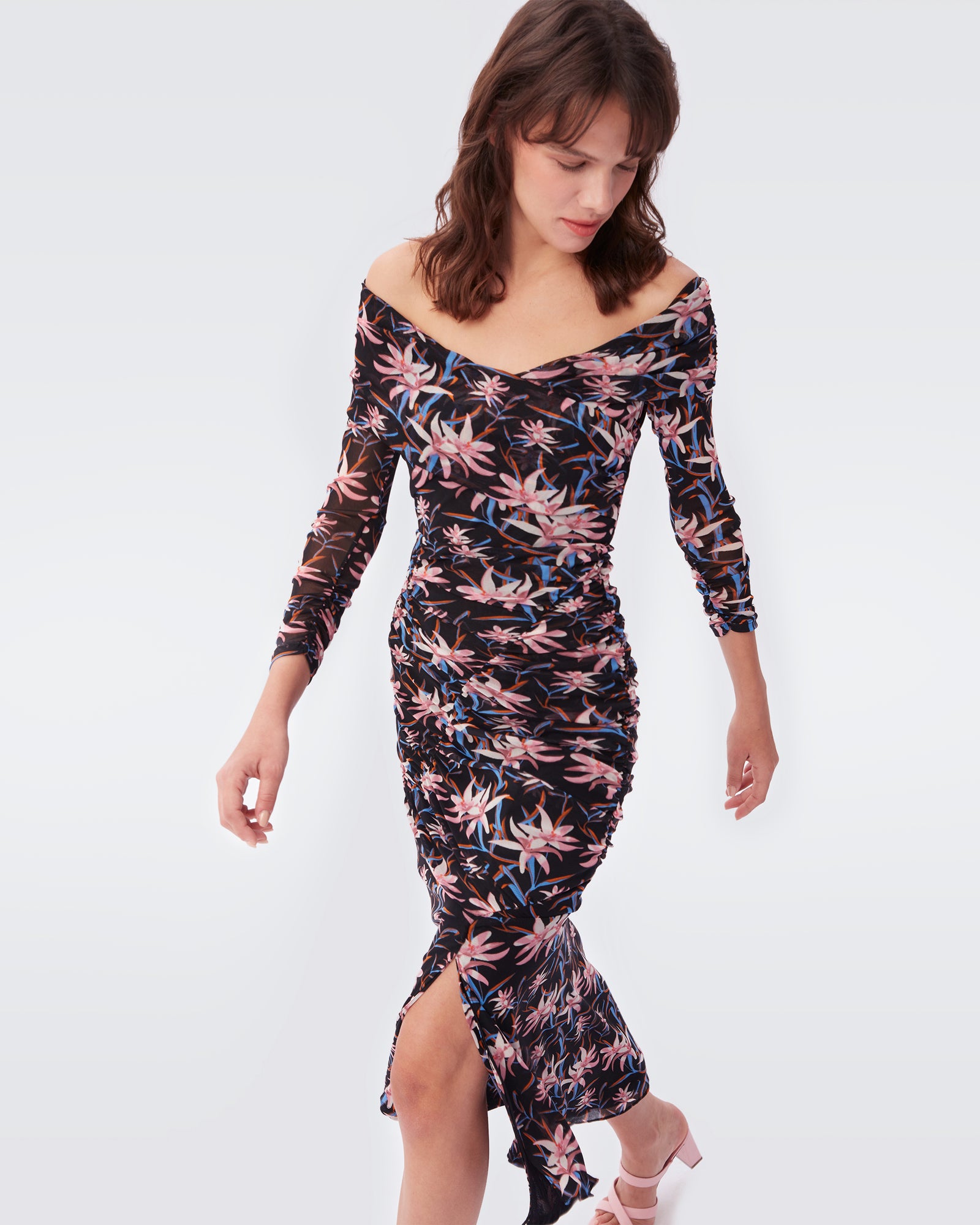 Ganesa Ruched Mesh Dress