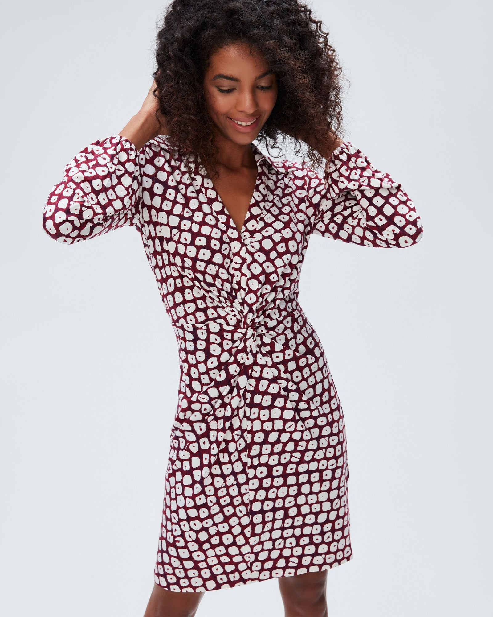 dvf chuck dress in batik dot geo