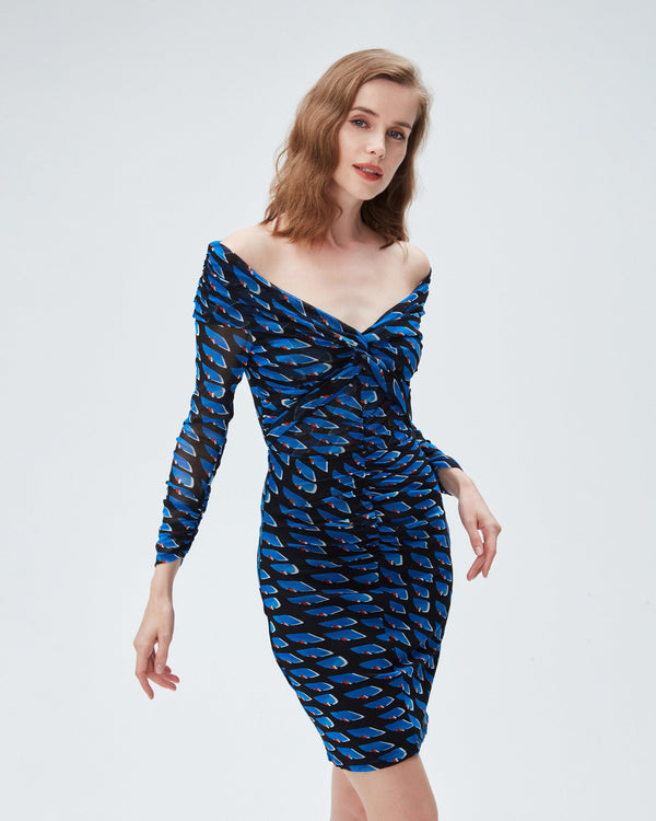 dvf ganesa mini dress in betta scales