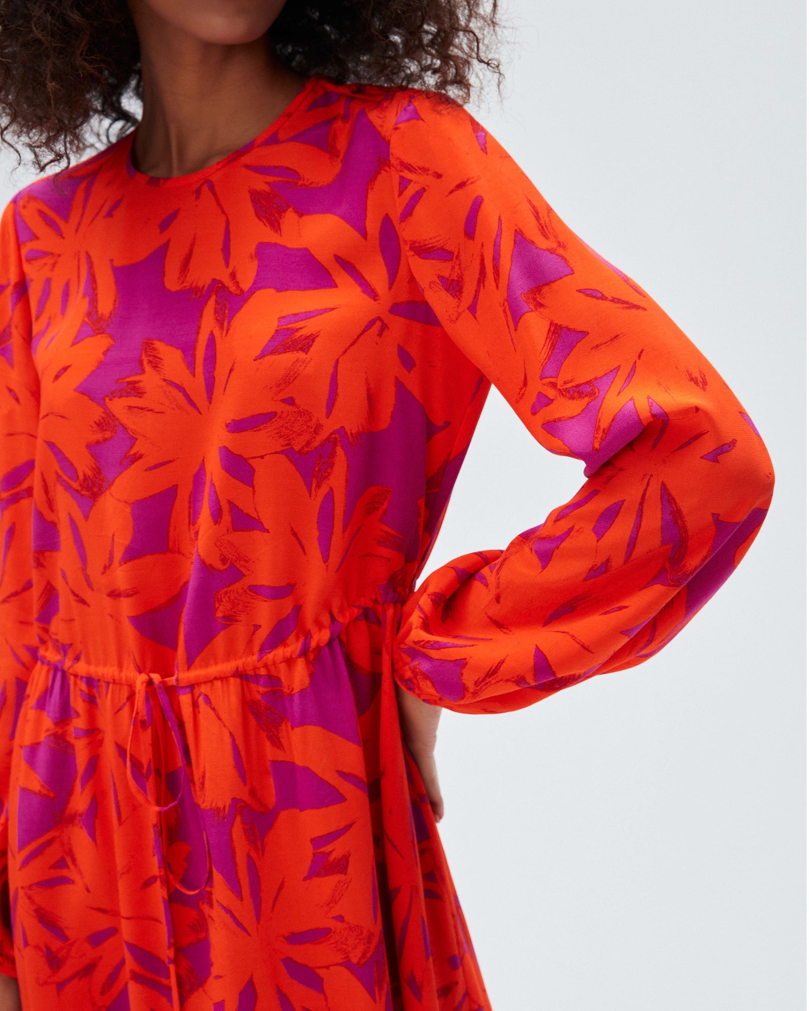 dvf sydney mini dress in brushed petals orange
