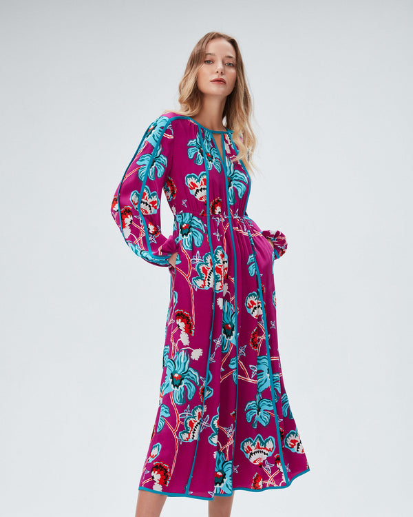 dvf scott dress in tiger lily gt shocking beet