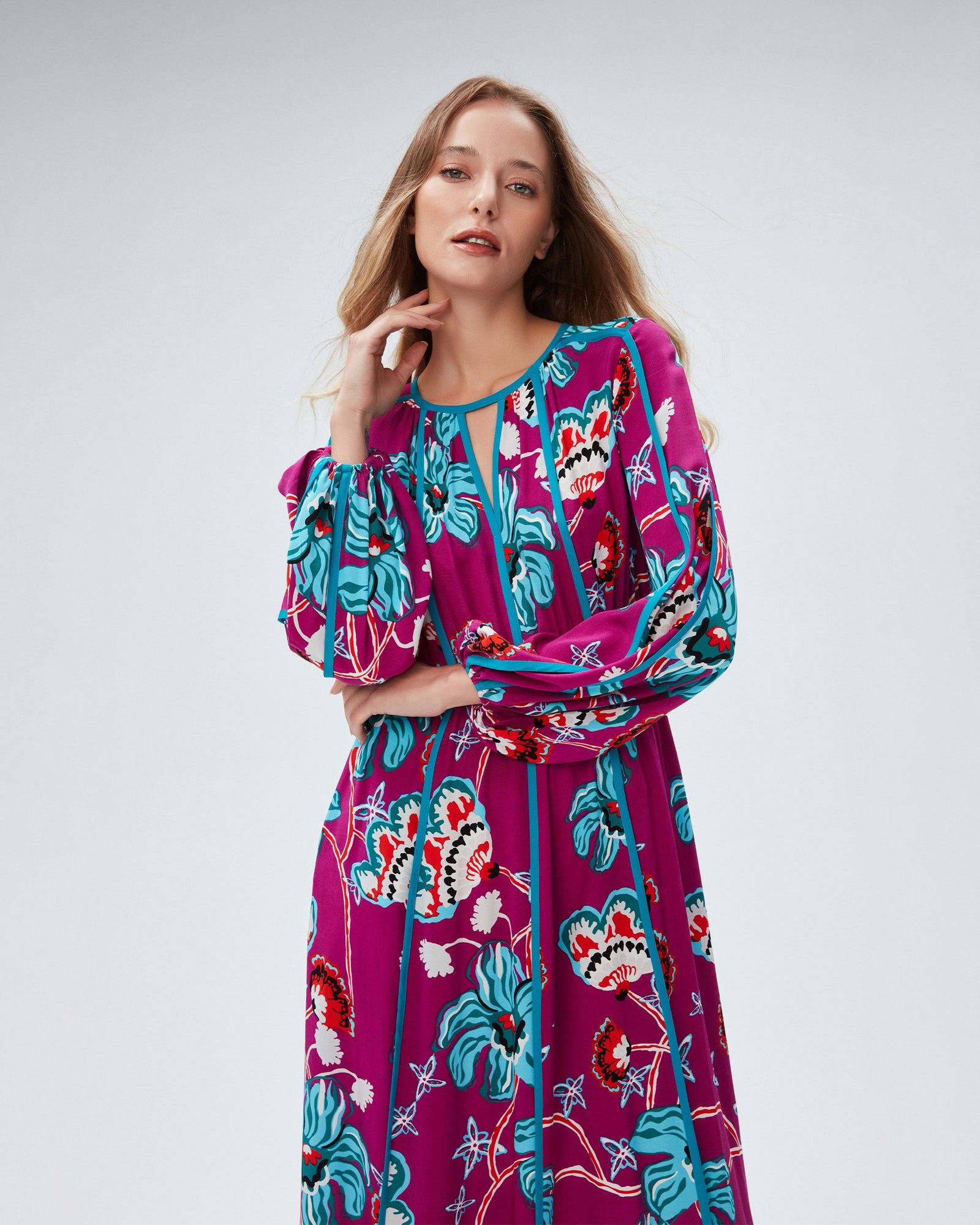 dvf scott dress in tiger lily gt shocking beet