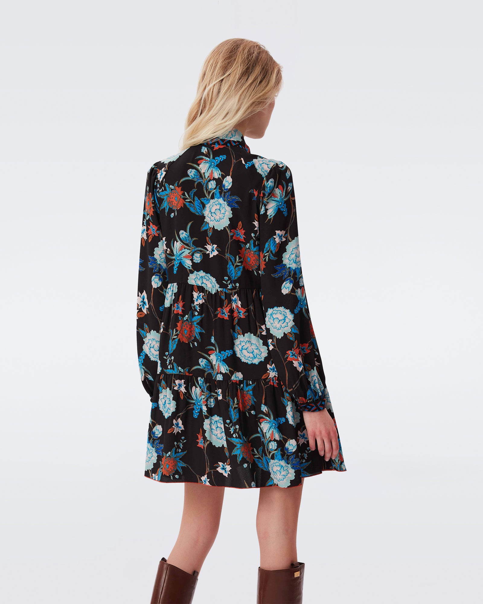 DVF romi dress in october floral medium black