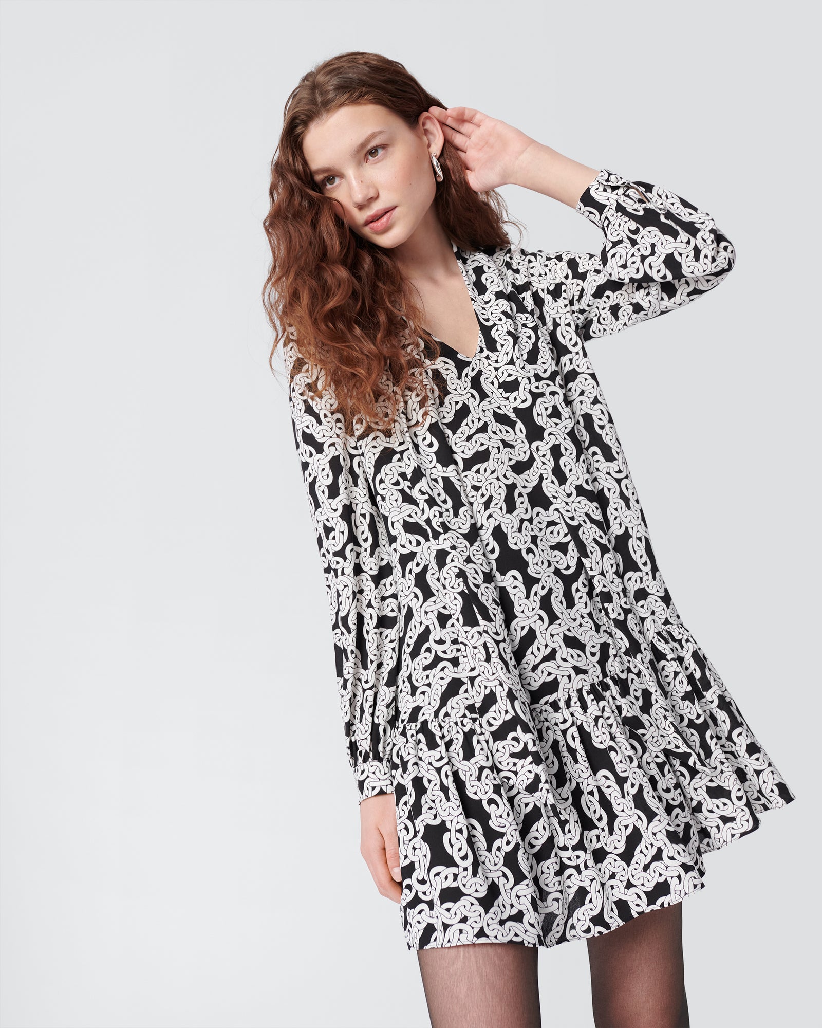 DVF akila dress in crawling chain small black