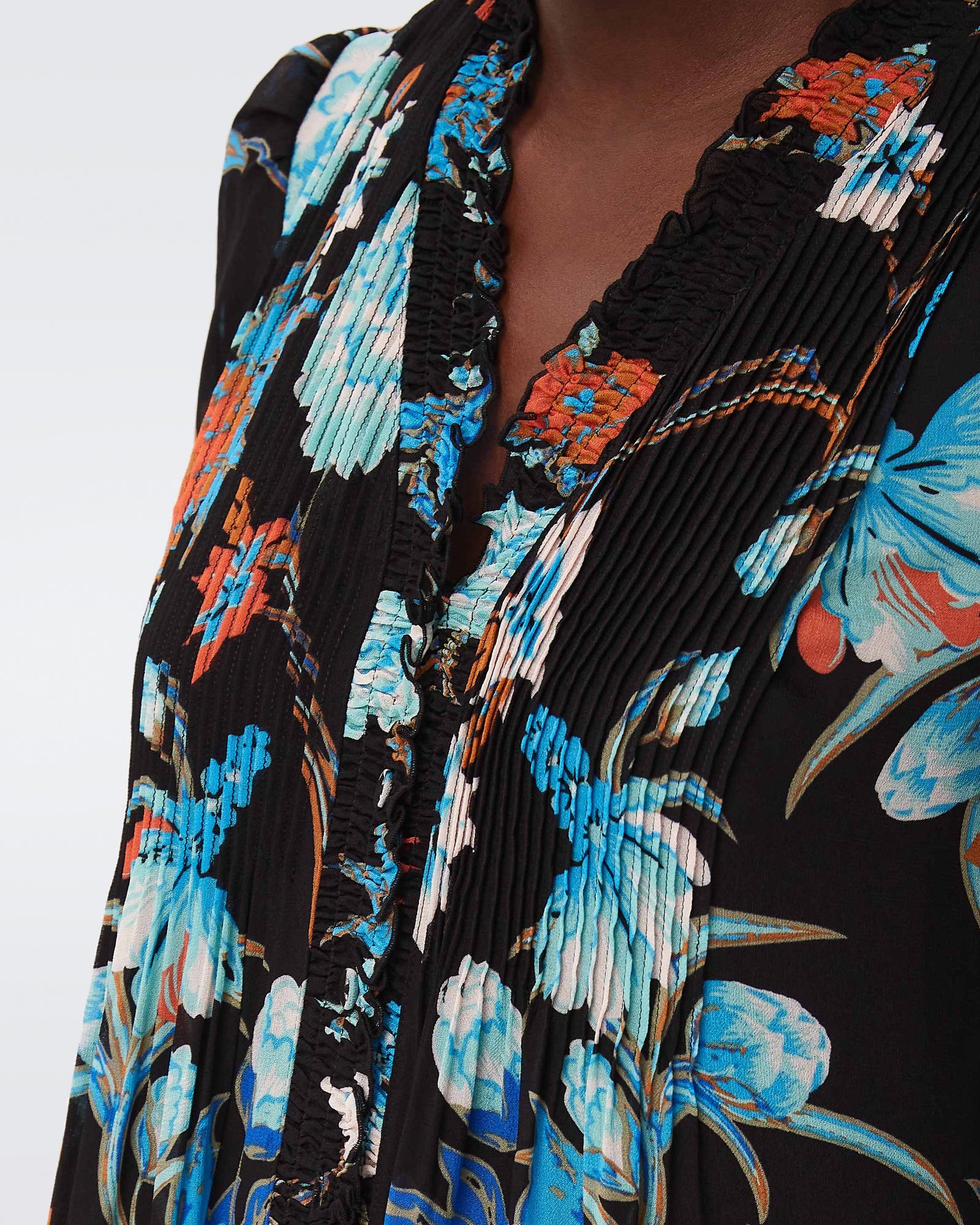 DVF layla dress in october floral large black