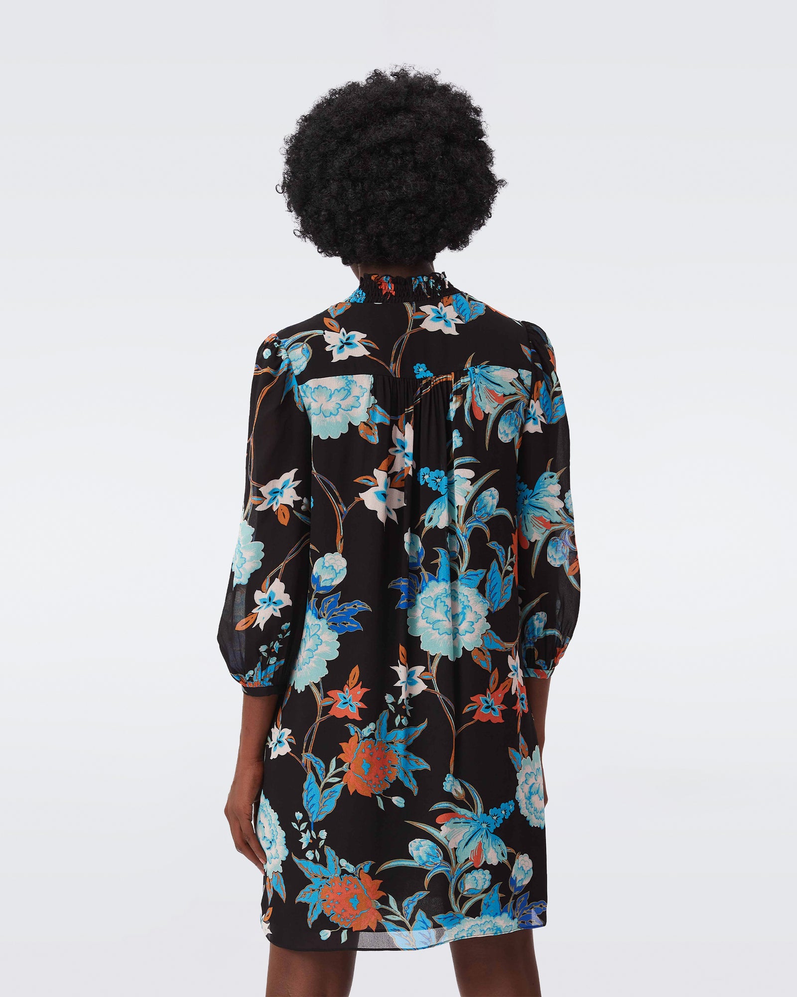 DVF layla dress in october floral large black