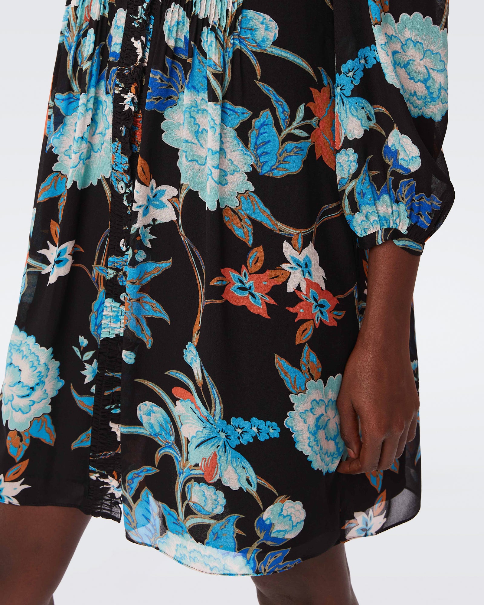 DVF layla dress in october floral large black