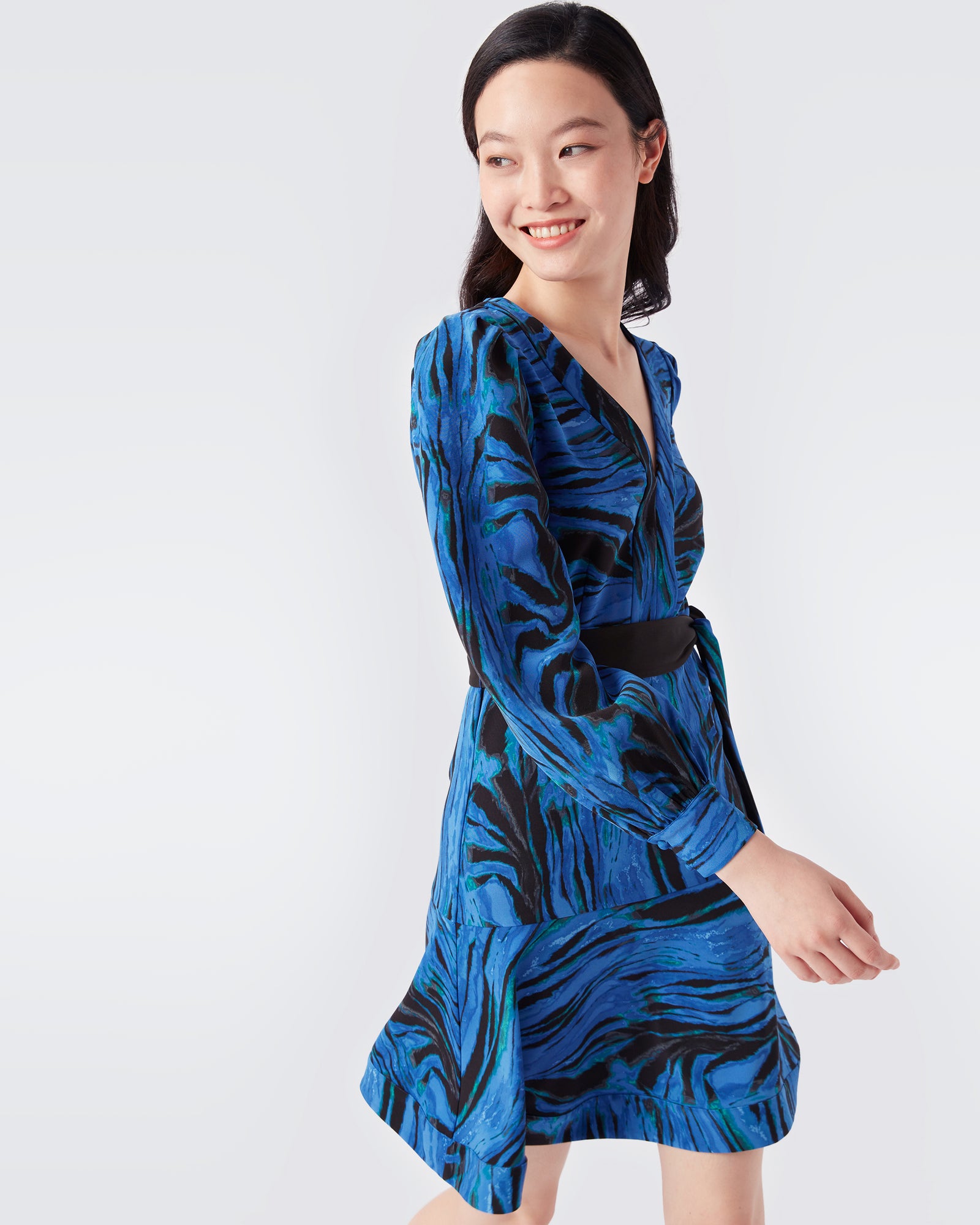 Santiago Asymmetrical Dress In Tie Dye Zebra