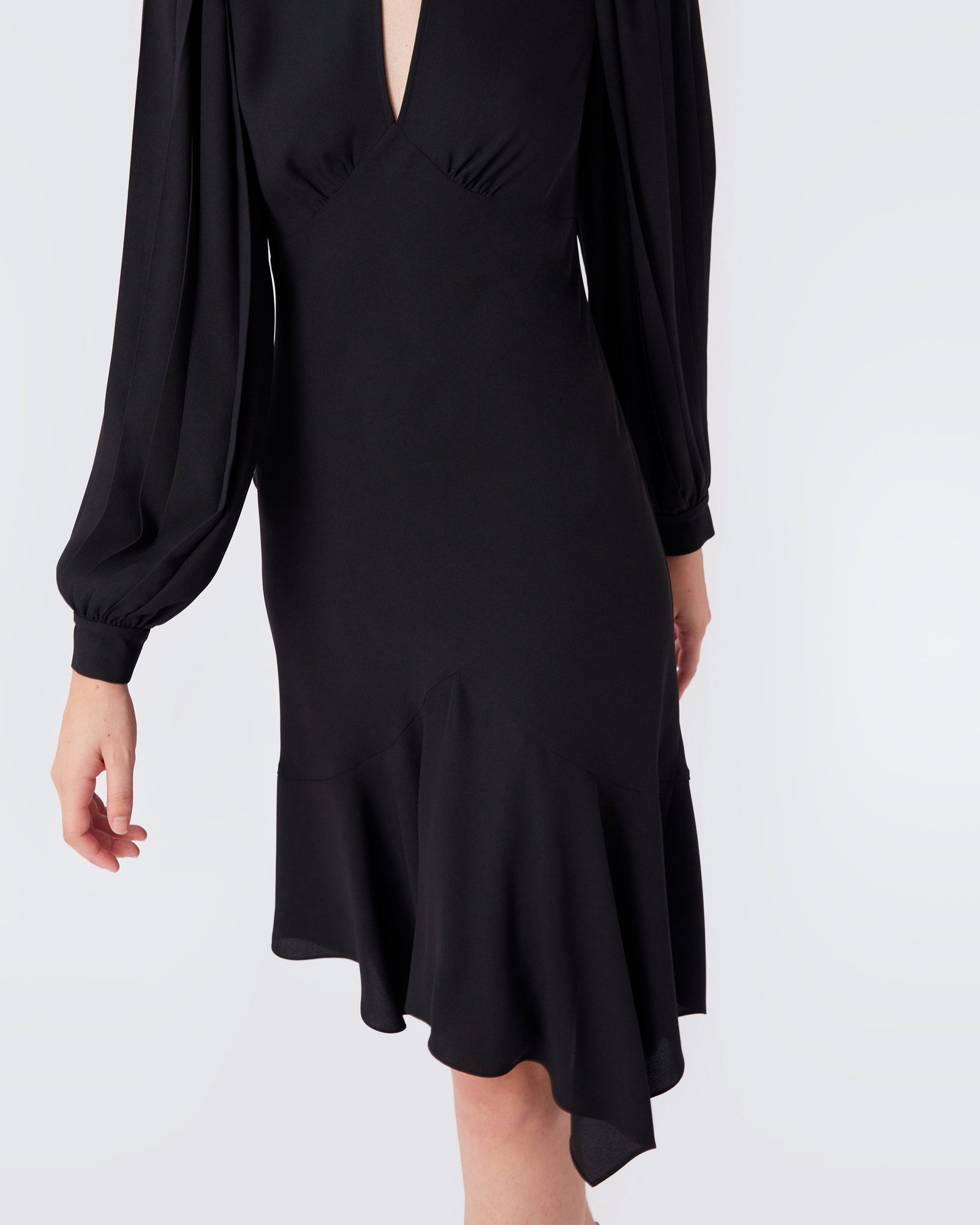 Rivera Balloon Sleeved Crepe Midi Dress