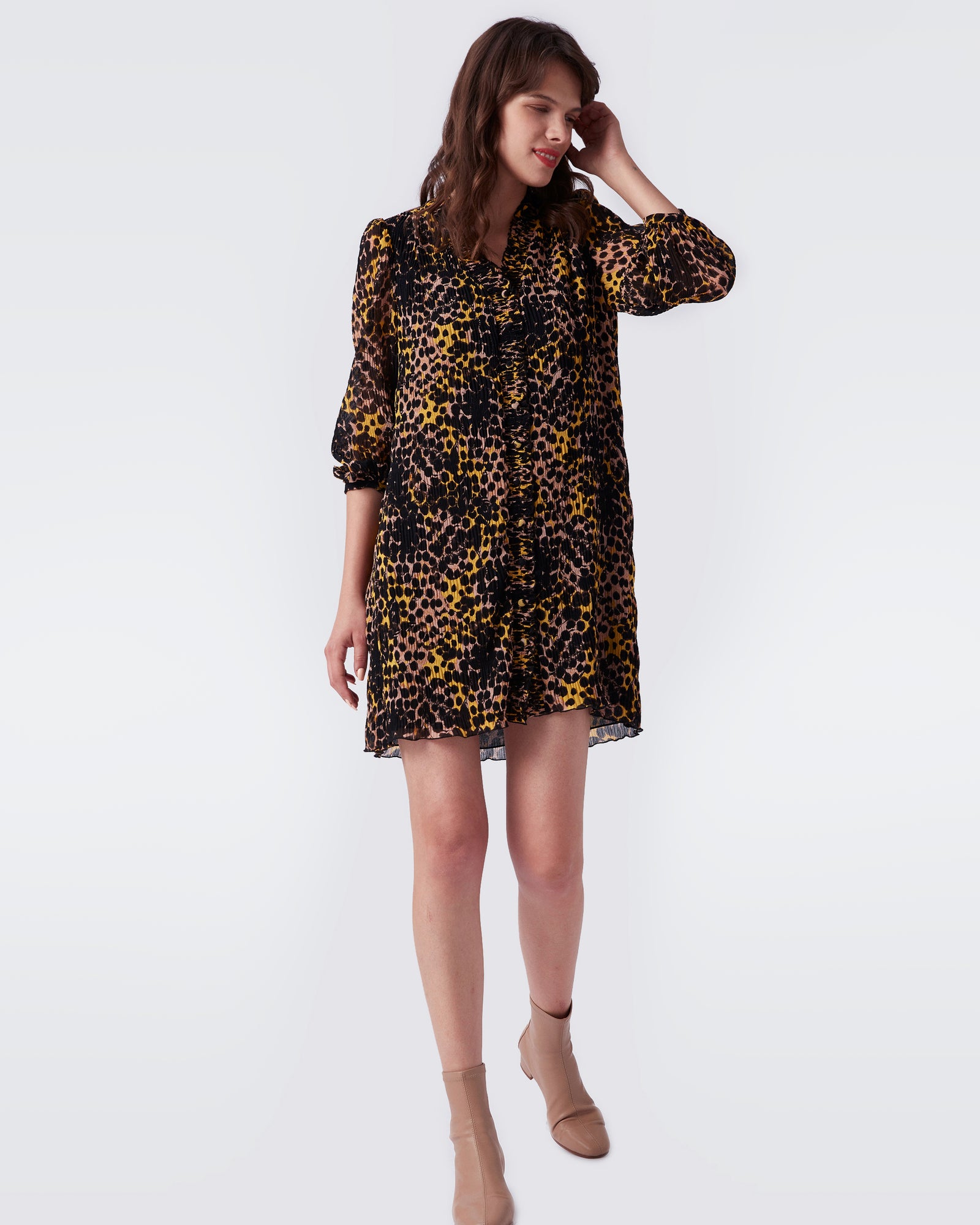 Layla Shirt Dress In Ink Dots