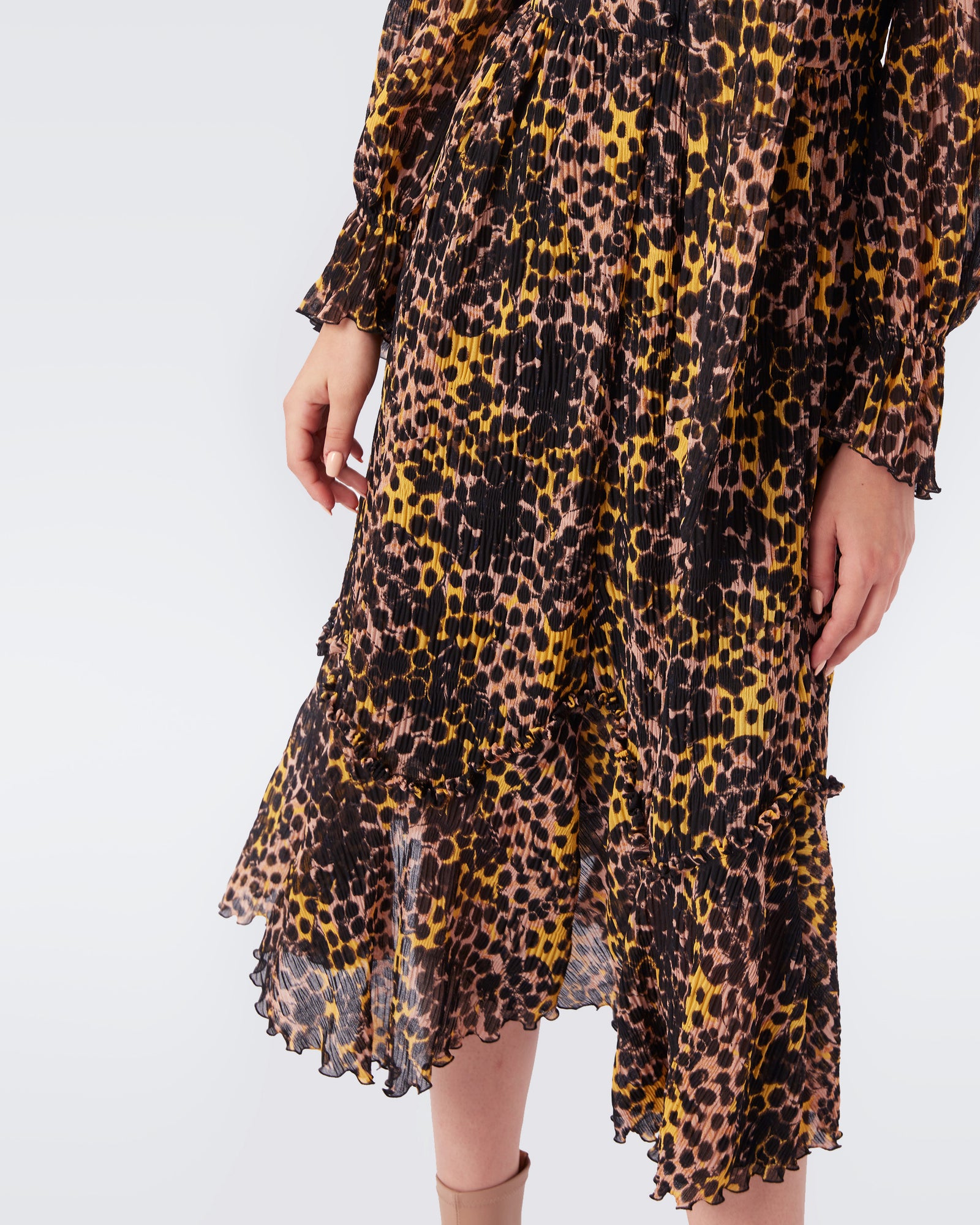 Shazia Ruffled Chiffon Midi Dress