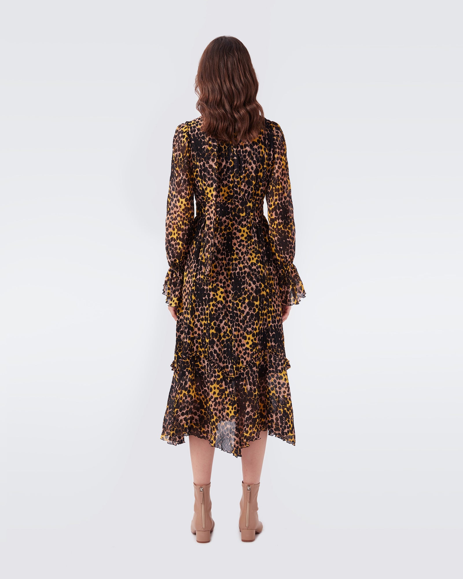 Shazia Ruffled Chiffon Midi Dress