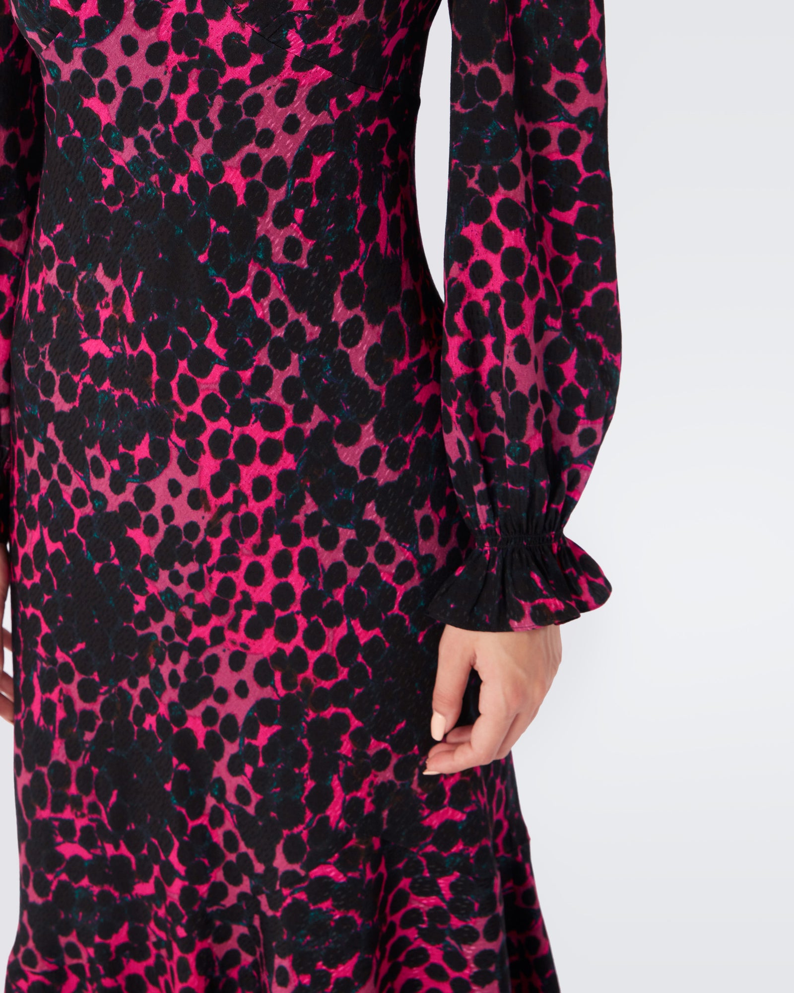 Manal Crepe Jacquard Asymmetrical Midi Dress