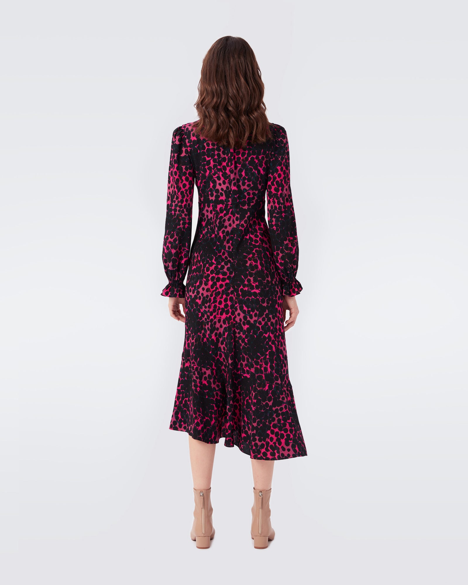 Manal Crepe Jacquard Asymmetrical Midi Dress