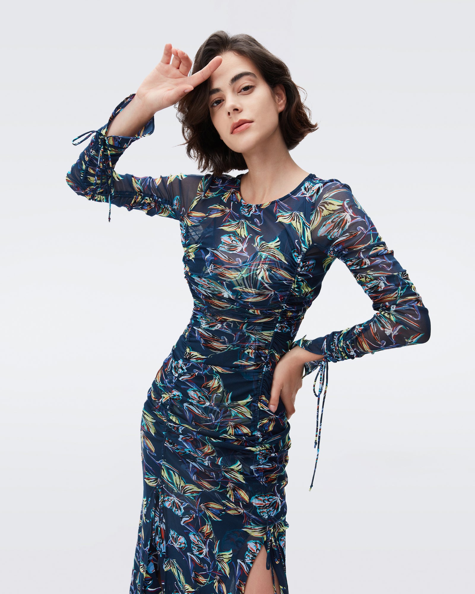 DVF corinne dress in abstract butterfly small perfect navy