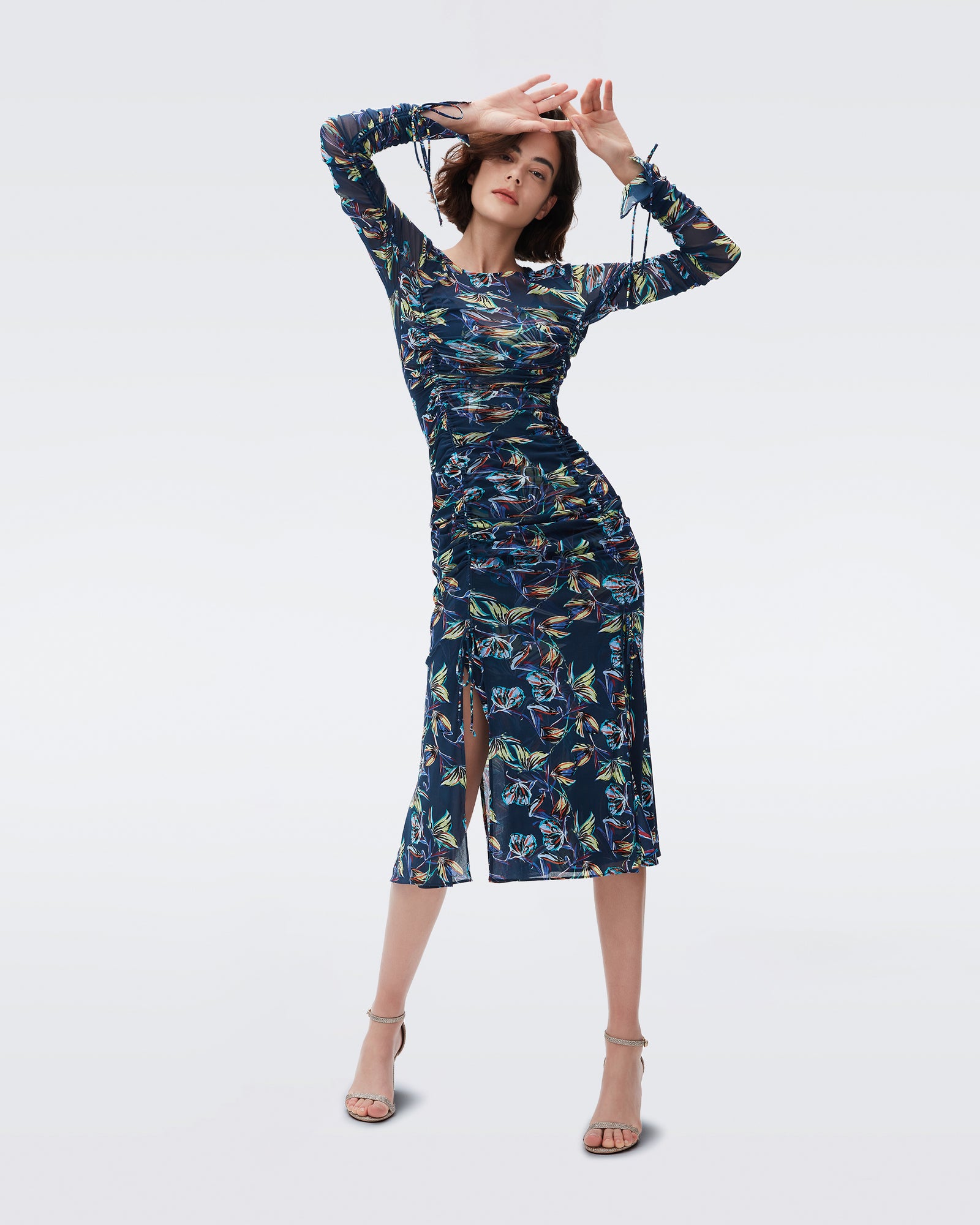 DVF corinne dress in abstract butterfly small perfect navy
