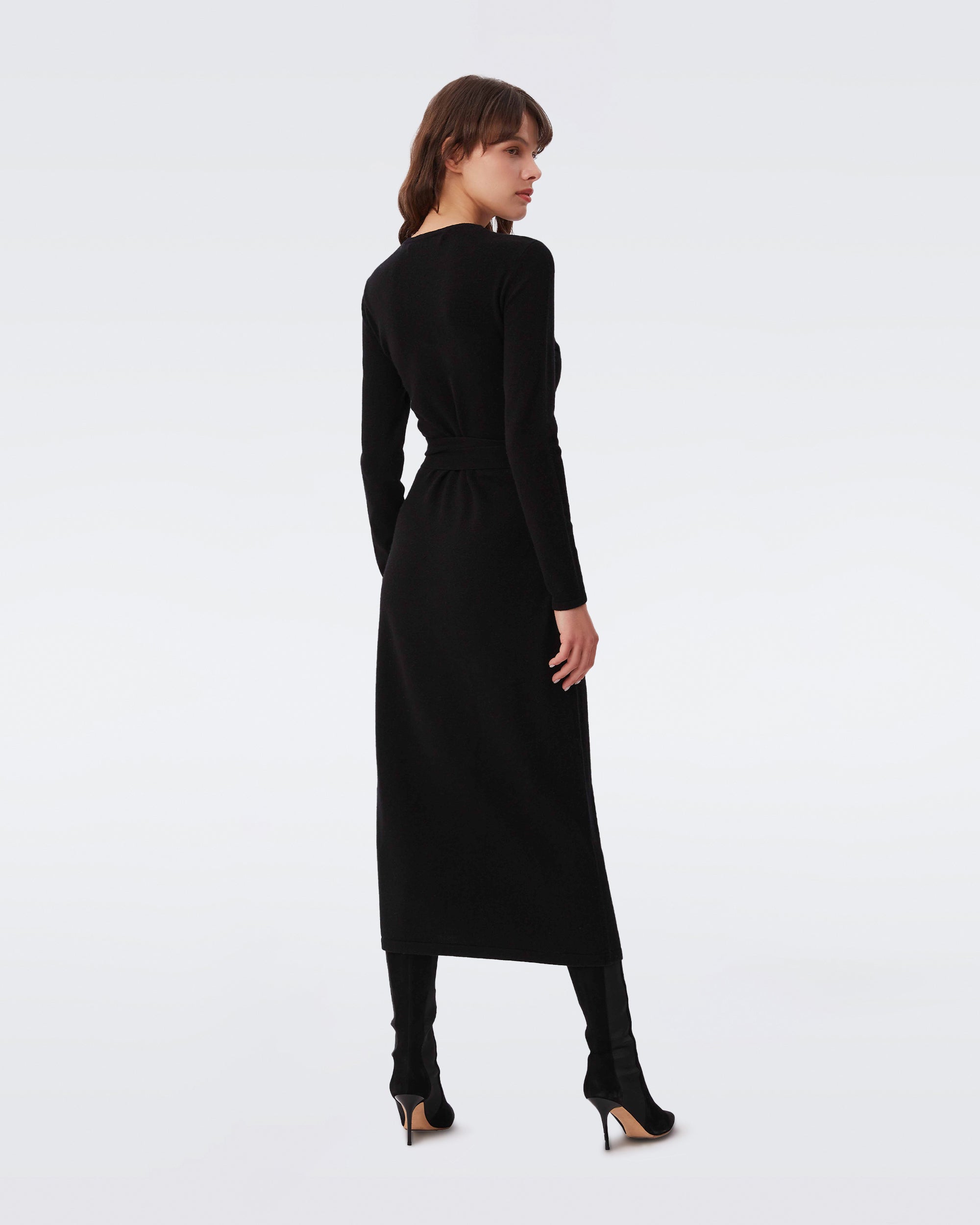 astrid wool-cashmere midi wrap dress Astrid Wool-Cashmere Wrap Dress