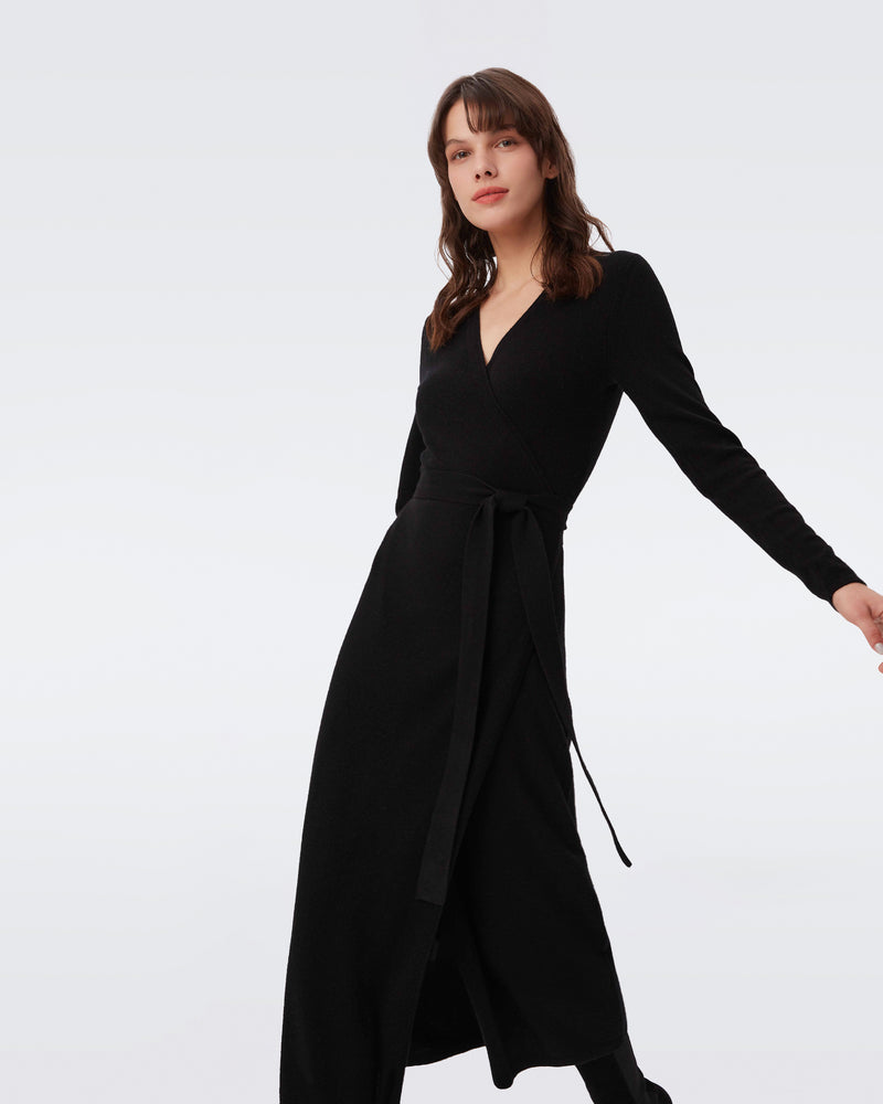 astrid wool-cashmere midi wrap dress Astrid Wool-Cashmere Wrap Dress