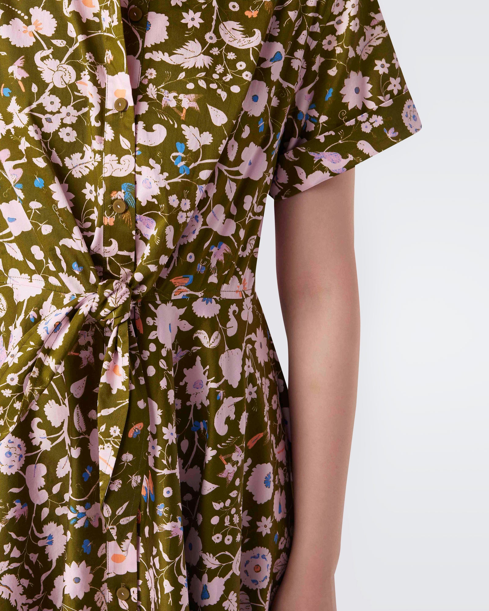 Albus Short-Sleeved Mini Dress In Military Green Fortuna