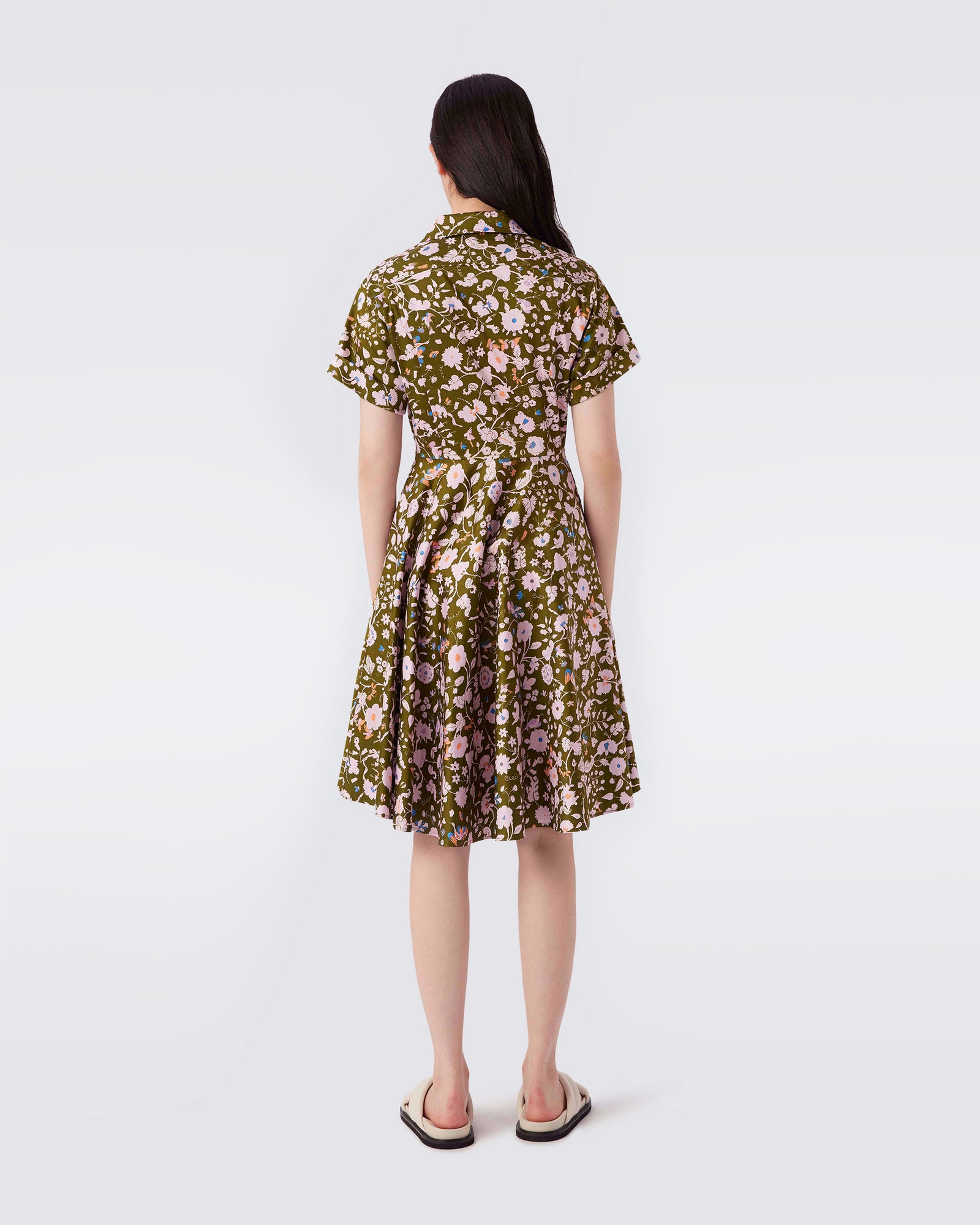 Albus Short-Sleeved Mini Dress In Military Green Fortuna