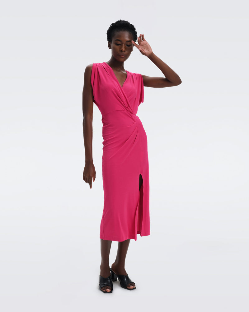 DVF Williams Matte Jersey Midi Dress in Signature Pink