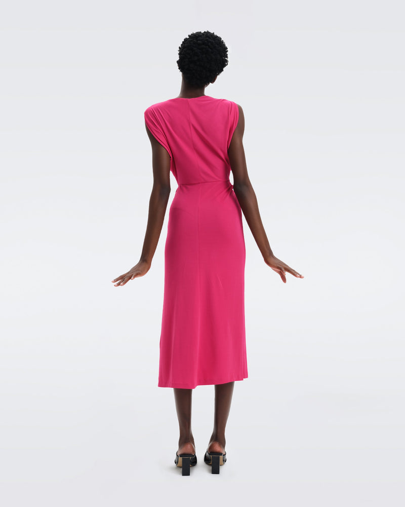 DVF Williams Matte Jersey Midi Dress in Signature Pink